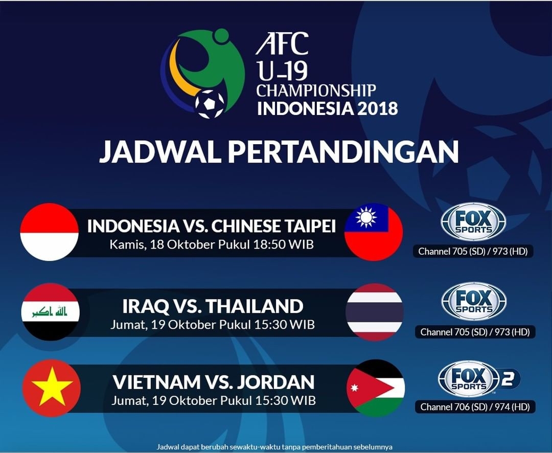 Ini Dia Jadwal Live AFC U19 